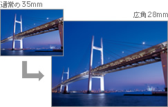 シーンの広�d囲を写し込んだダイナミックな�@�Tが��れます�C